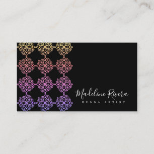 Carte De Visite Neon Mandala Henna Artiste Yoga Macrame