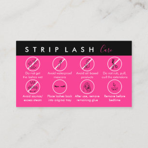 Carte De Visite Neon Pink Strip Lash Aftercare