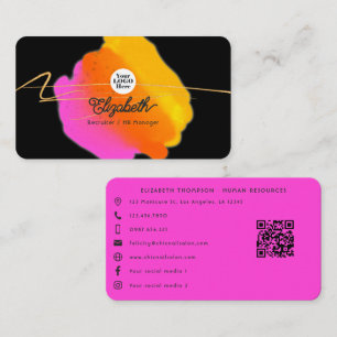 Carte De Visite Neon rose chaud et Parties scintillant or Faux