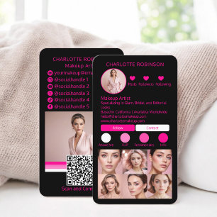 Carte De Visite Neon Rose maquillage beauté Social Media Influence