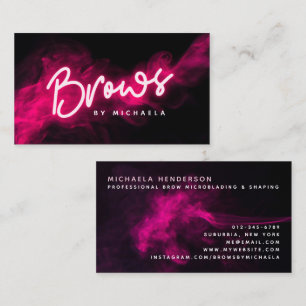 Carte De Visite Neon rose moderne et Fumée Microblading/Shaping