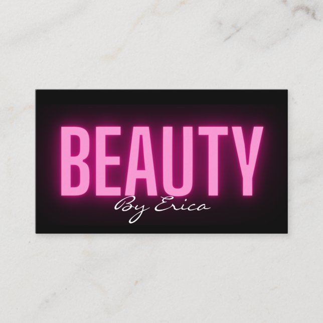 Carte De Visite Neon rose moderne Lashes Beauty Maquillage Busin (Devant)