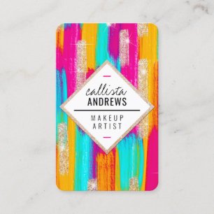 Carte De Visite Neon rose Turquoise Jaune Parties scintillant or P