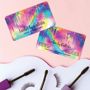 Carte De Visite Neon Unicorn Holographic Parties scintillant Lashe