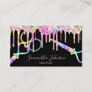 Carte De Visite Neon Unicorn Holostyliste coiffeur B