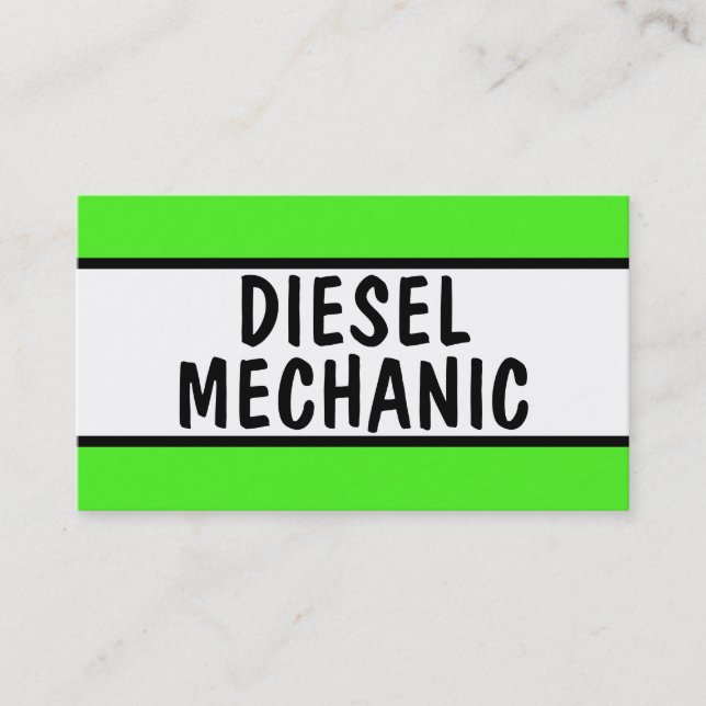 Carte De Visite Néon vert mécanique diesel (Devant)