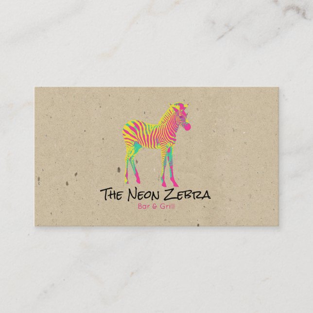 Carte De Visite Neon Zebra Baby Animal Psychedelic Funky Retro (Devant)