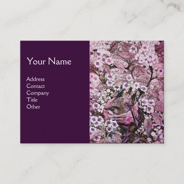 Carte De Visite NEST D'OISEAU, monogramme, rouge rose blanc violet (Devant)