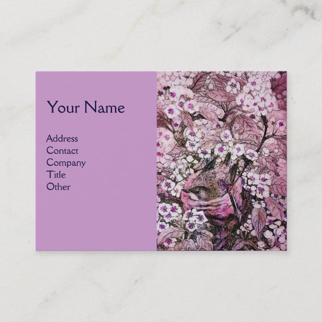 Carte De Visite NEST D'OISEAU, monogramme, violet blanc rose (Devant)