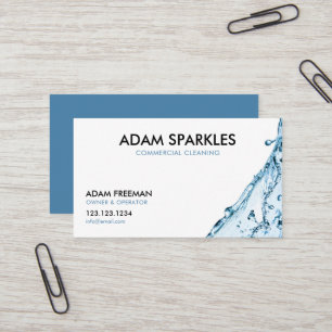 Carte De Visite Nettoyage commercial moderne Blue Splash