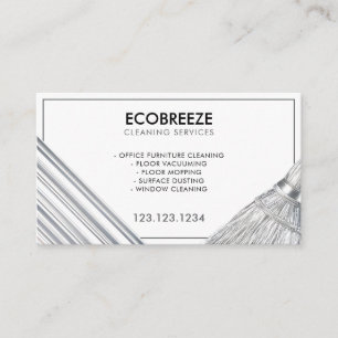 Carte De Visite Nettoyage de bureau en bande argent élégant