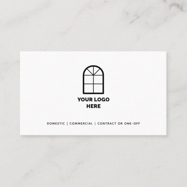 Carte De Visite Nettoyage de fenêtre Logo personnalisé Texte noir (Devant)