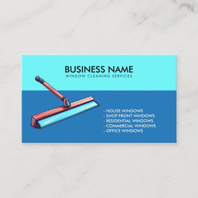 Carte De Visite Nettoyage de fenêtres Turquoise et bleu unique (Devant)