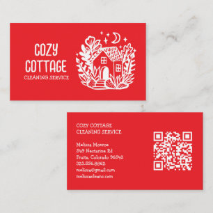 Carte De Visite Nettoyage de la maison Cute Cottage Art personnali