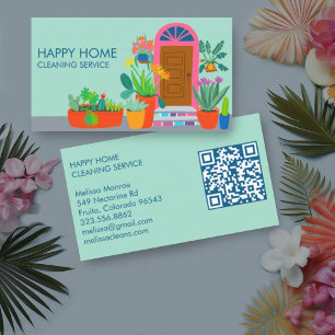 Carte De Visite Nettoyage de la maison jolie porte avant Code QR p