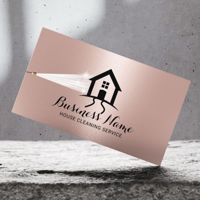 Carte De Visite Nettoyage de la maison Lave-vaisselle Logo Rose Go (Créateur téléchargé)