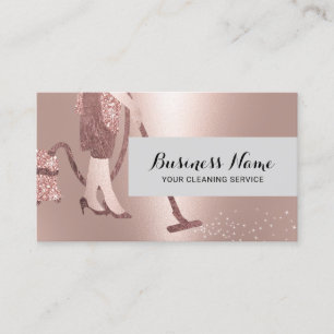 Carte De Visite Nettoyage de la maison moderne Rose Gold service d