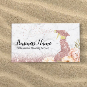 Carte De Visite Nettoyage de la maison Rose moderne en marbre Part