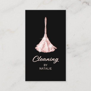Carte De Visite Nettoyage de la maison Rose moderne Gold Duster Ma