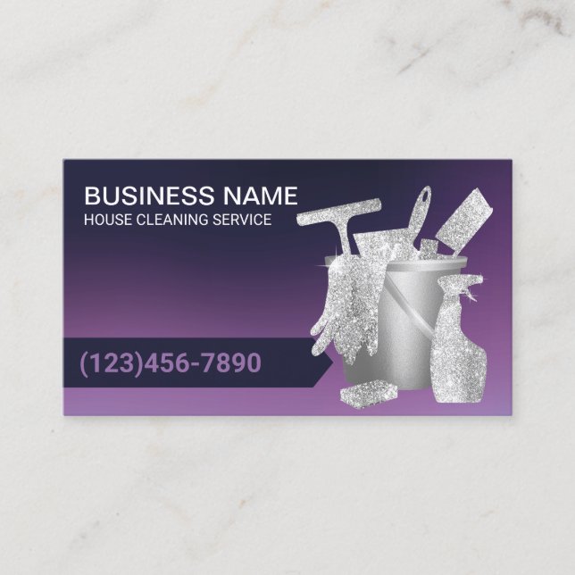 Carte De Visite Nettoyage de la maison Service de ménage moderne v (Devant)
