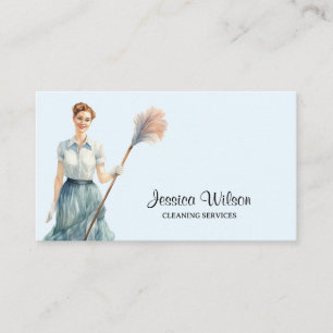 Carte De Visite Nettoyage de la maison Service de ménage rétro