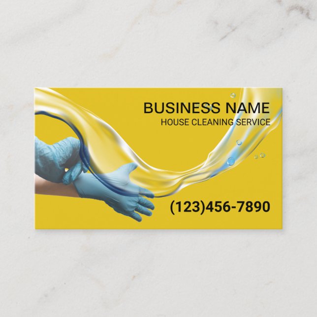Carte De Visite Nettoyage de la maison Service domestique Flux d'e (Devant)