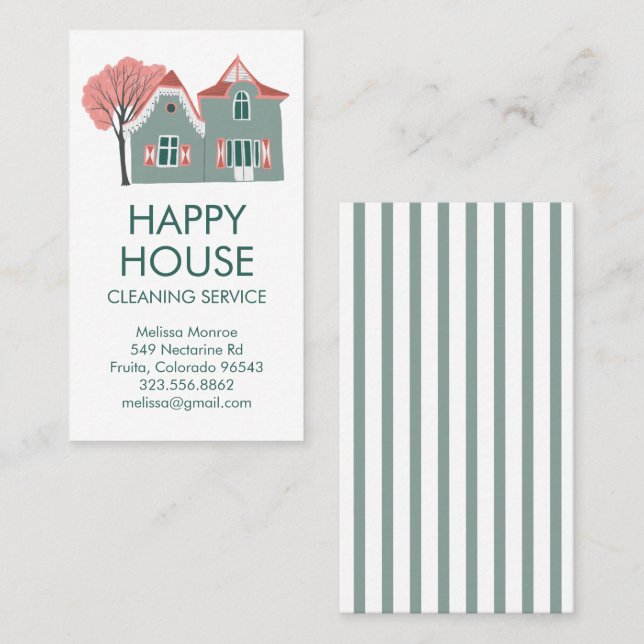 Carte De Visite Nettoyage de la maison Services à domicile Charme (Devant / Derrière)
