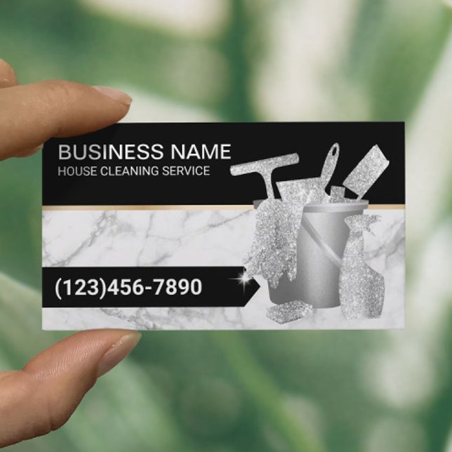 Carte De Visite Nettoyage de maisons professionnelles Marbre tenda (Créateur téléchargé)