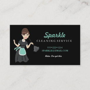 Carte De Visite Nettoyage de personnage de service domestique