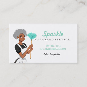 Carte De Visite Nettoyage de personnage de service domestique