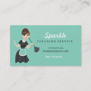 Carte De Visite Nettoyage de personnage de service domestique