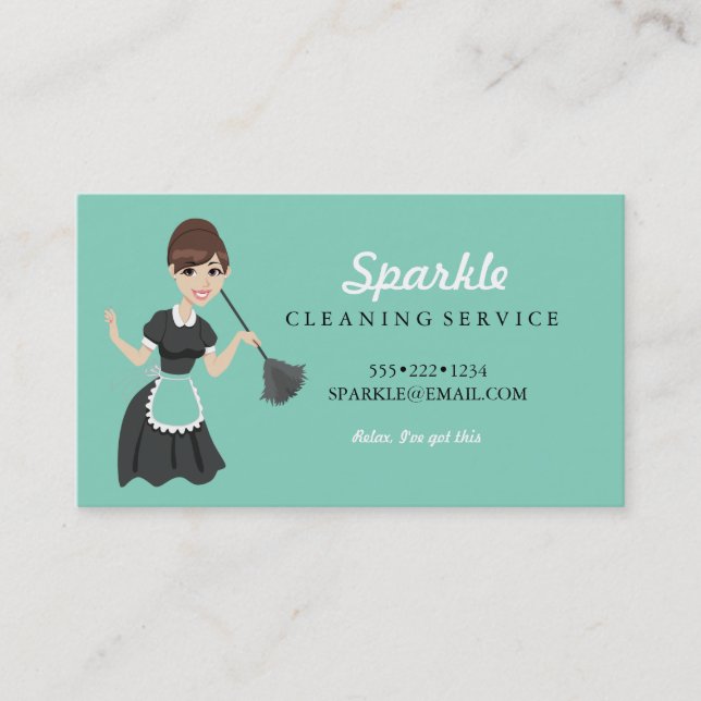 Carte De Visite Nettoyage de personnage de service domestique (Devant)