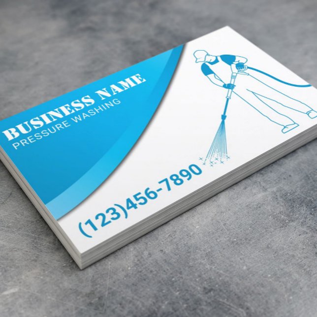 Carte De Visite Nettoyage de pression moderne Blue Power (Créateur téléchargé)