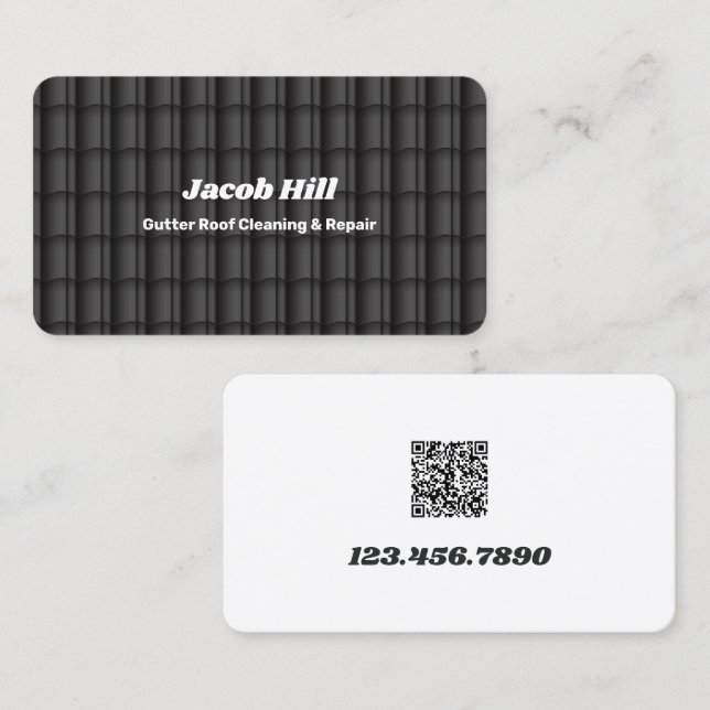 Carte De Visite Nettoyage de toits de goutter Réparation QR person (Devant / Derrière)