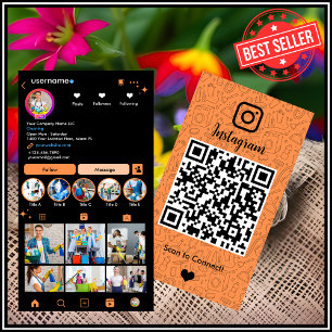 Carte De Visite Nettoyage des domestiques Instagram Orange Houseke