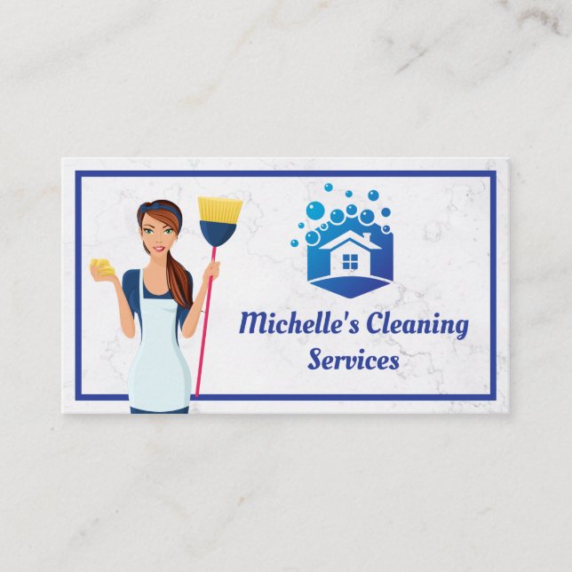 Carte De Visite Nettoyage du service domestique | Entretien avec c (Devant)