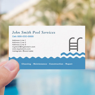 Carte De Visite Nettoyage et services de la piscine