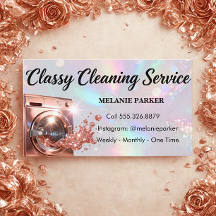 Carte De Visite Nettoyage holographique de lessive Rose Gold