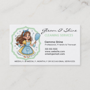 Carte De Visite Nettoyage ménager Brunette Cleaner Service