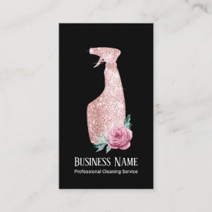 Carte De Visite Nettoyage moderne Rose floral bouteille d'or Spray