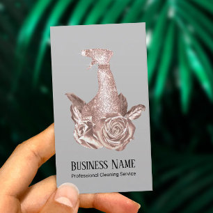 Carte De Visite Nettoyage moderne Rose nettoyant et fleurs en aér