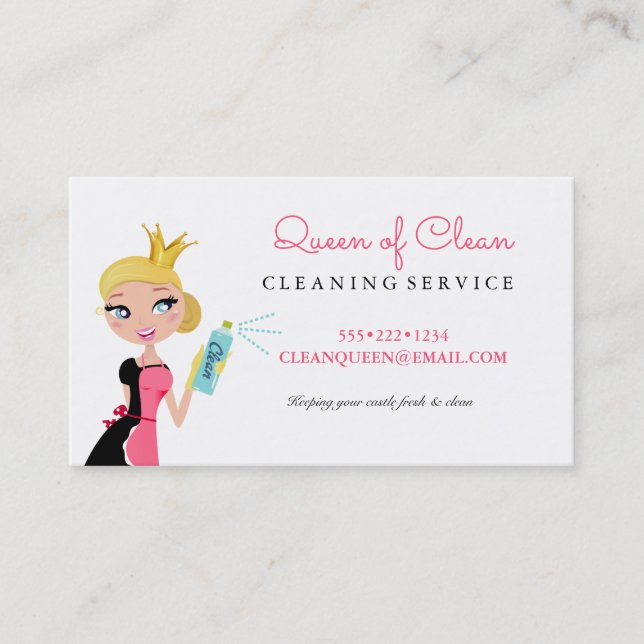 Carte De Visite Nettoyage Service de femme de ménage Blonde Caract (Devant)