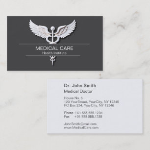 Carte De Visite Nettoyer blanc détaillé Caduceus Anthracite Médica