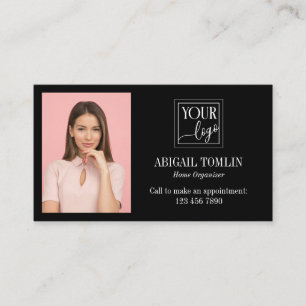 Carte De Visite Nettoyer le logo noir et la photo personnelle