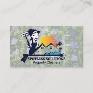 Carte De Visite Nettoyeur de propriétés professionnelles   Quartie
