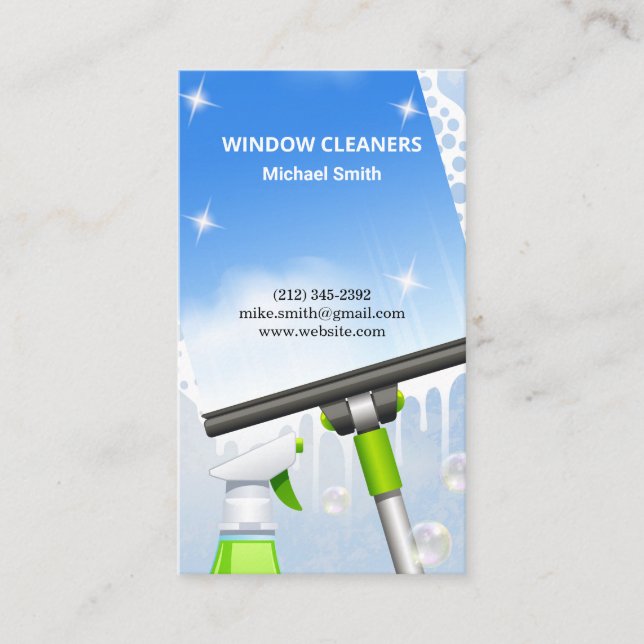 Carte De Visite Nettoyeurs de fenêtres | Squeegee du service de ne (Devant)
