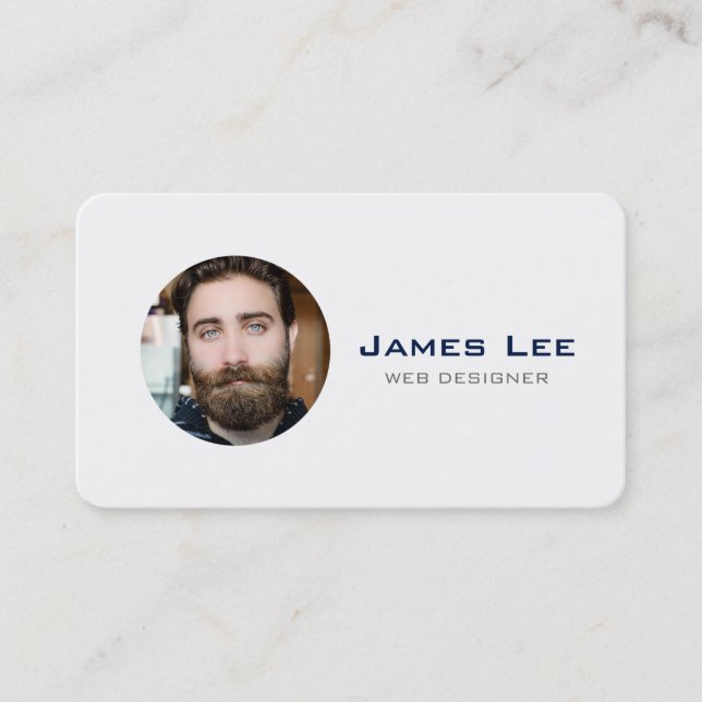 Carte De Visite Nettoyez le cercle moderne simple blanc de photo (Devant)
