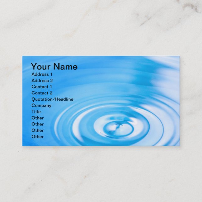 Carte De Visite Nettoyez les ondulations de l'eau bleue (Devant)