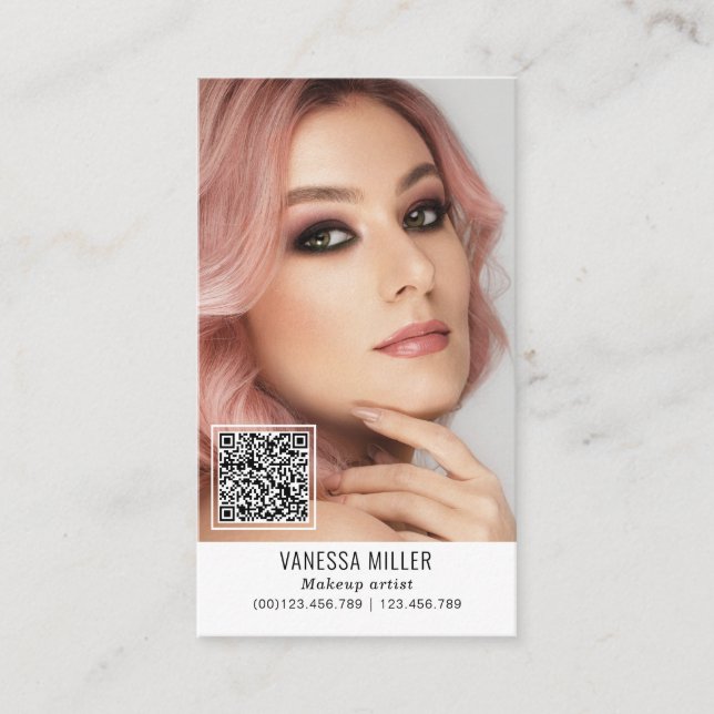 Carte De Visite Networking QR code maquillage artiste verticale ph (Devant)