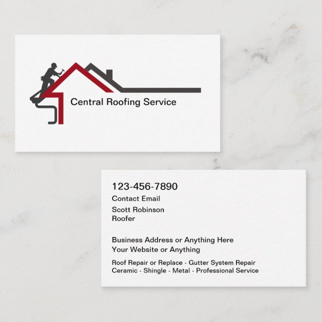 Carte De Visite New Modern Roofing Service Business Cards (Devant / Derrière)